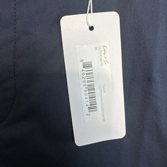 Cotton & Co Cotton Nylon Easy Short Mens 36 Navy Stretch Flat Front Straight Leg - Picture 5 of 9